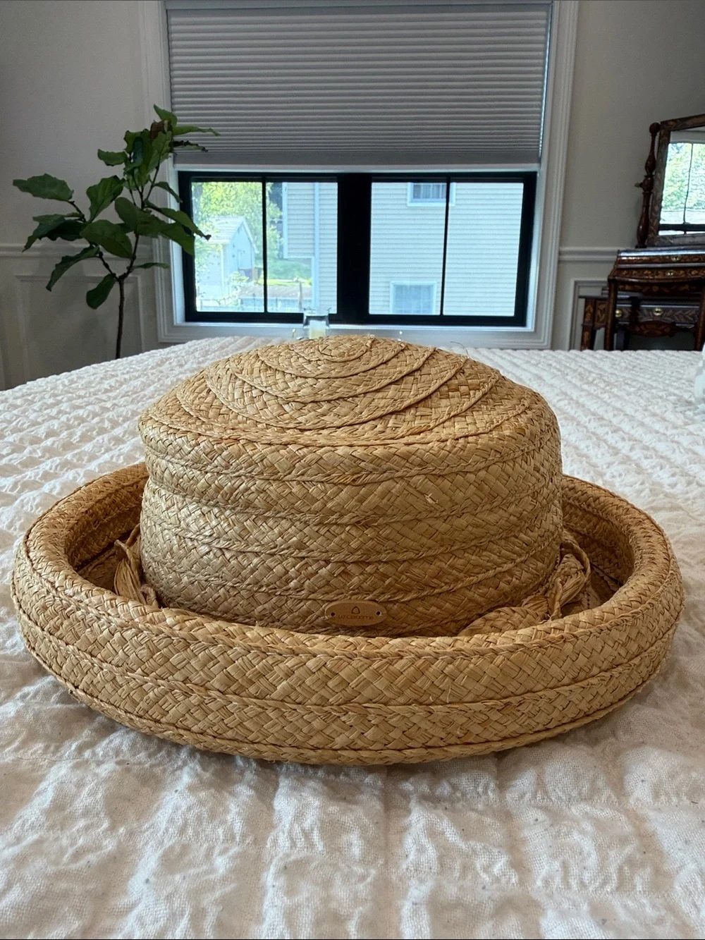 Liz Claiborne Braided Straw Sun Hat - Natural Tan